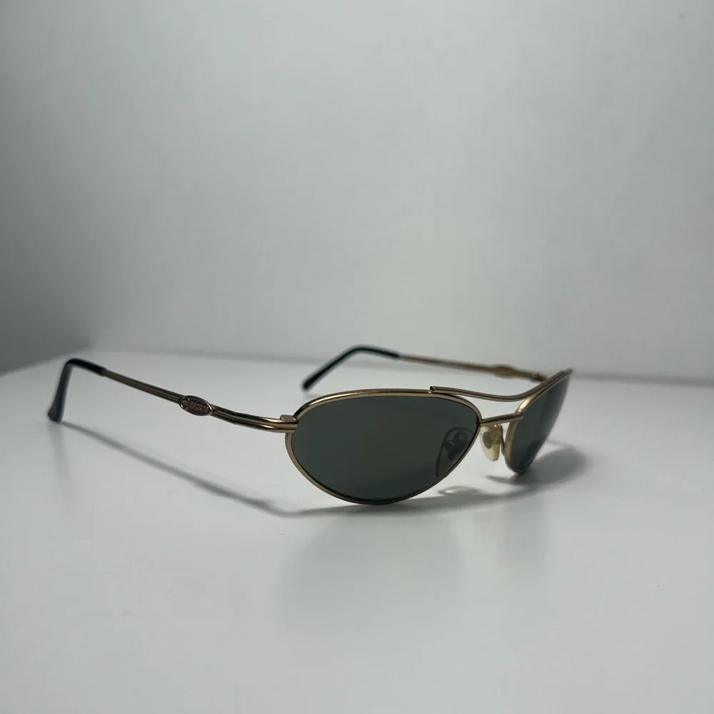 ABC Sports Aviator Signet Vintage 80s Y2K Gold Frame Black Lens Sunglasses